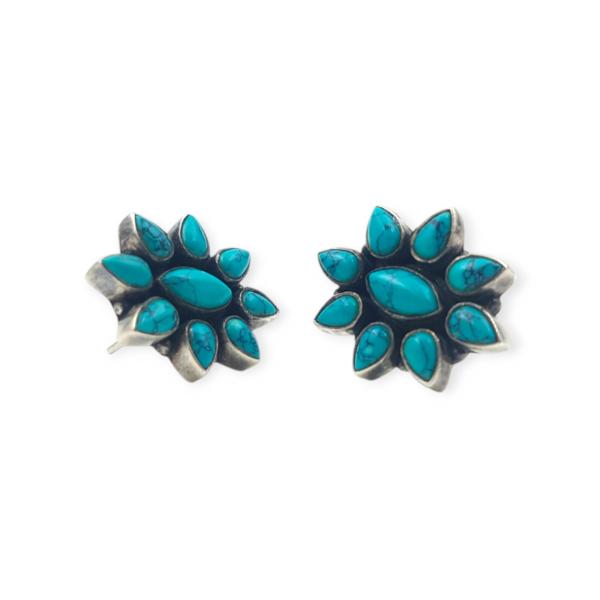 Adorable 925 Sterling Silver Flower Shape Tops with Amazing Sky-Blue Stone's for Ladies